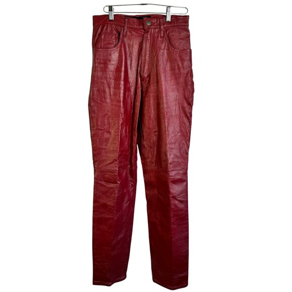 Vintage I.B Exchange by Irwin Bilerian Red Leather Straight Leg Pants Medium - Picture 3 of 9